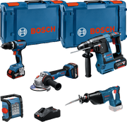 Bosch Combiset 18V met 5 Machines: GSB + GBH + GWS + GSA + GLI + GBA 3x5Ah + GAL Professional